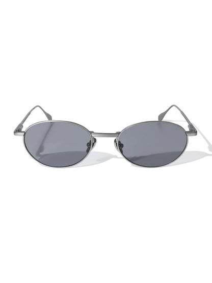 STEEL — Matte Silver Metal Oval Sunglasses