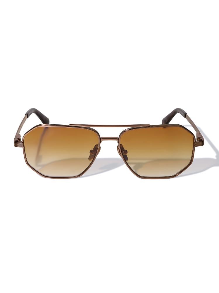 4PM Copper-Tone Metal Frame Sunglasses with Gradient Orange Lenses
