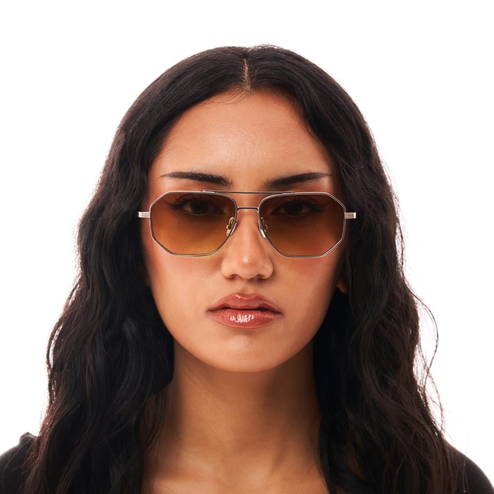 Sunrise — Premium Silver Metal Sunglasses with Gradient Amber Lenses