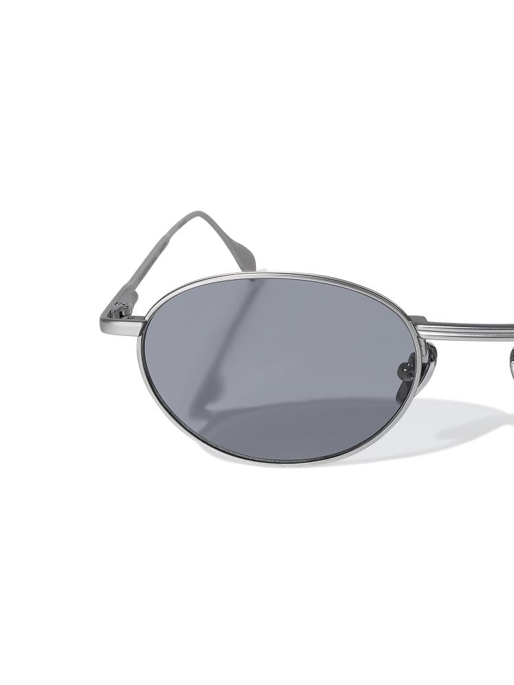 STEEL — Matte Silver Metal Oval Sunglasses