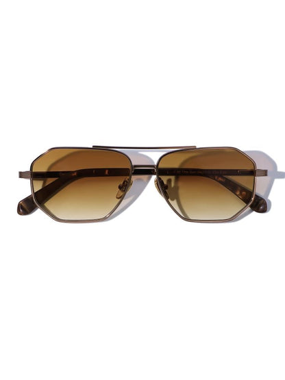 4PM Copper-Tone Metal Frame Sunglasses with Gradient Orange Lenses