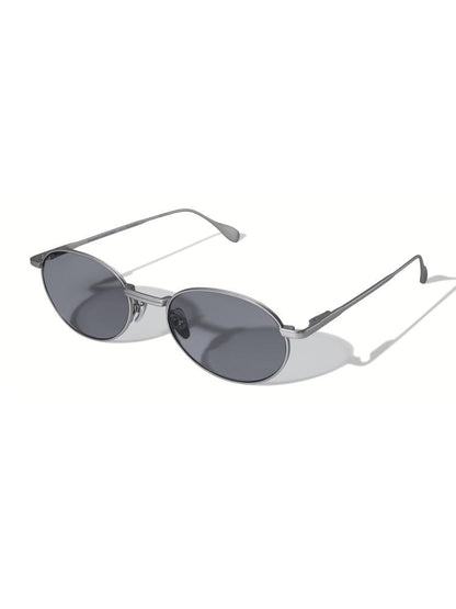 STEEL — Matte Silver Metal Oval Sunglasses