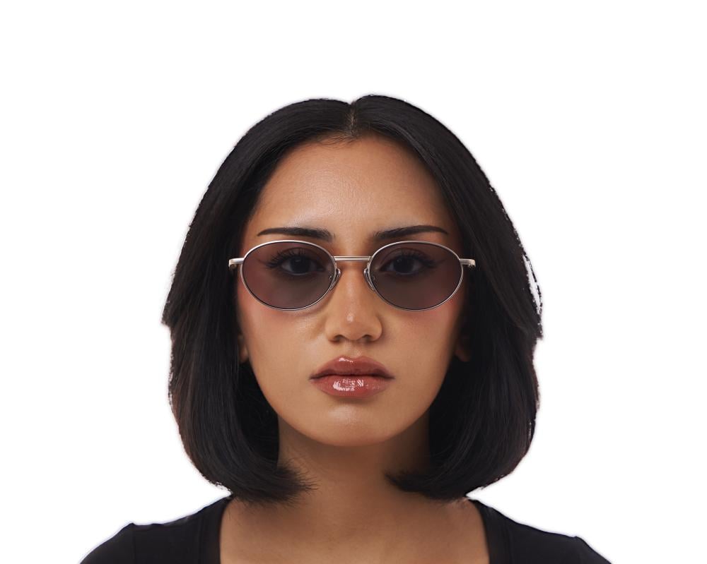 STEEL — Matte Silver Metal Oval Sunglasses