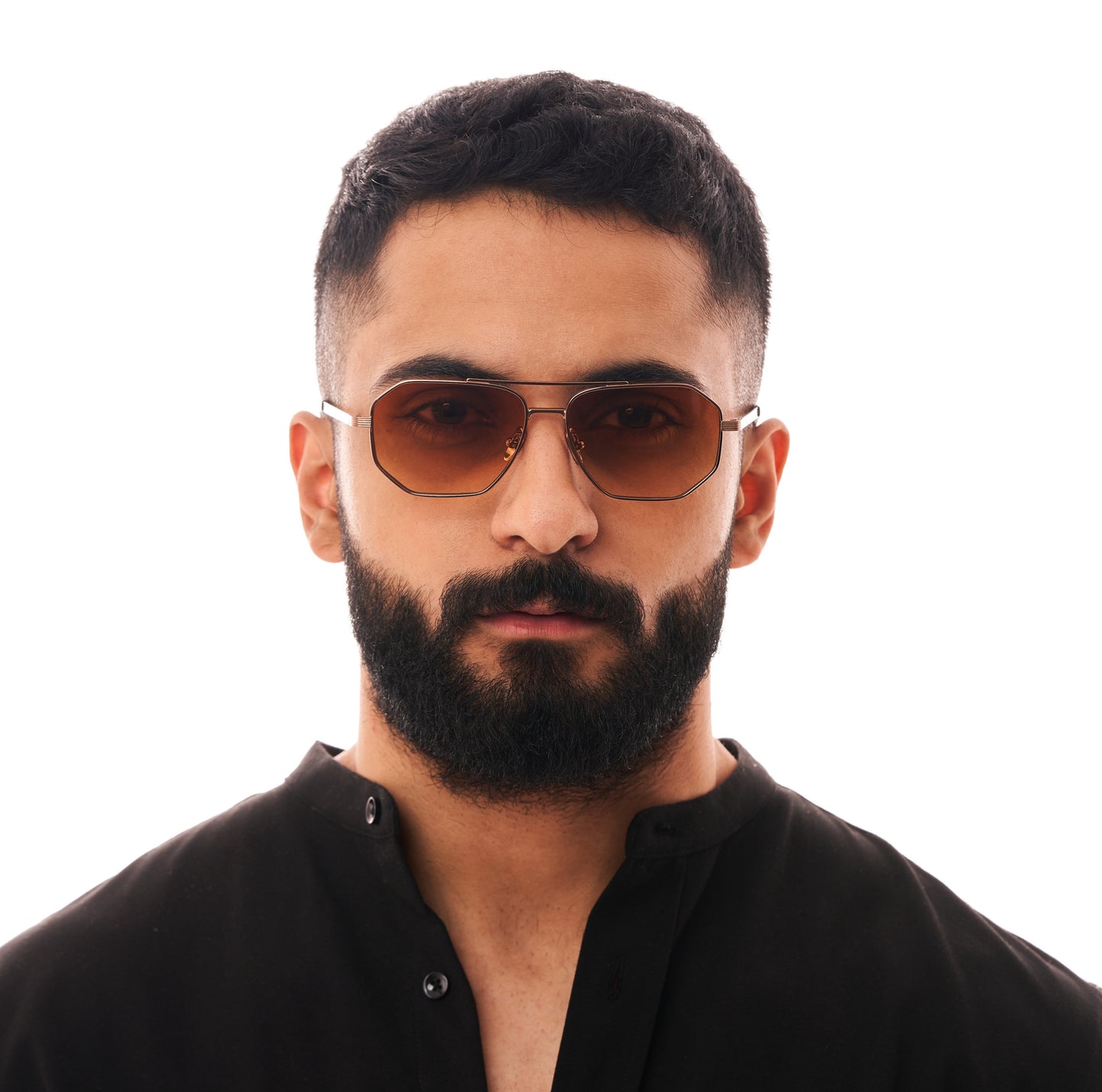 4PM Copper-Tone Metal Frame Sunglasses with Gradient Orange Lenses